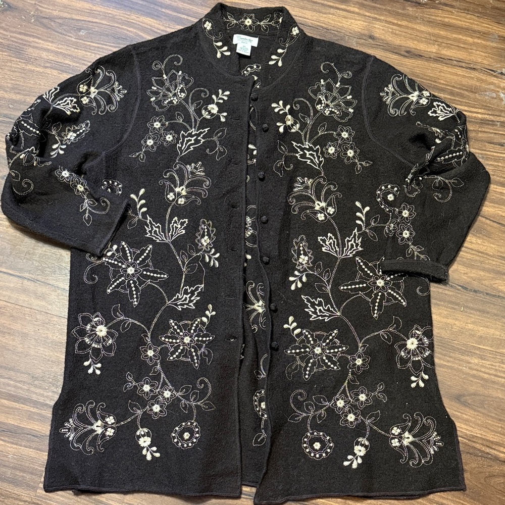 Cambridge Dry Goods Black Floral Embroidered Jacket